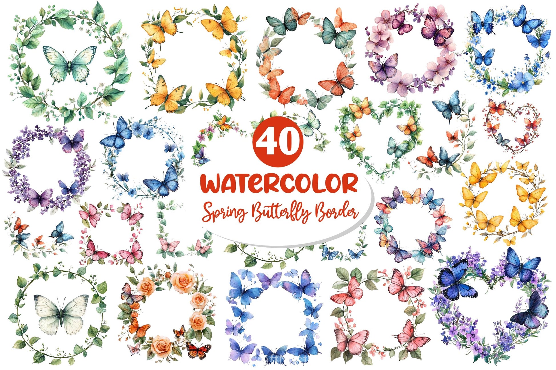 Spring Butterfly Border Clipart Bundle 2 - CraftNest - Digital Crafting and Art