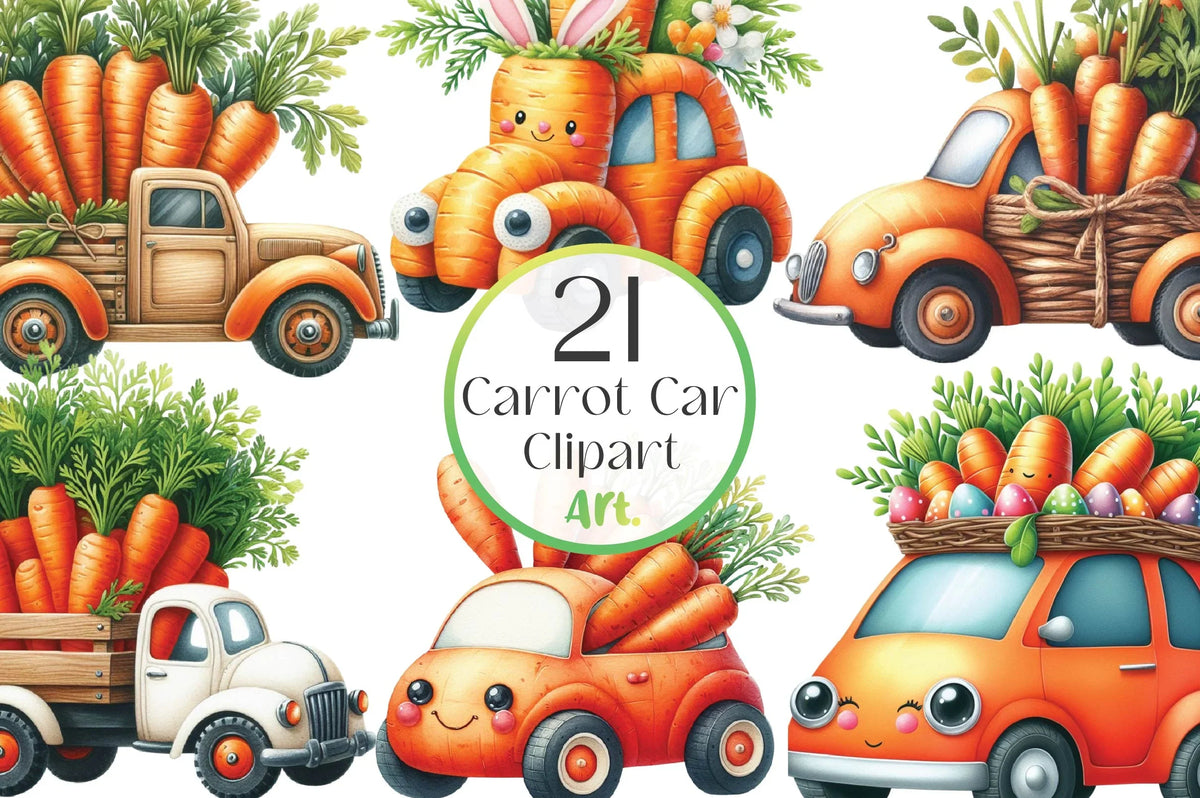 Carrort Craft Carrot Car Clipart Bundle