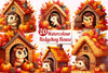 Autumn Hedgehog With House Clipart Bundle