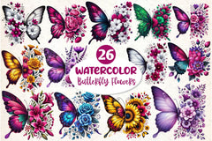 Butterfly Flowers Clipart Bundle 27 - CraftNest - Digital Crafting and Art