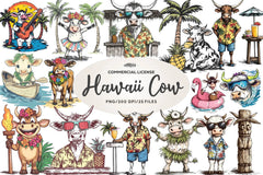 Summer Hawaii Cow Clipart Bundle - CraftNest - Digital Crafting and Art