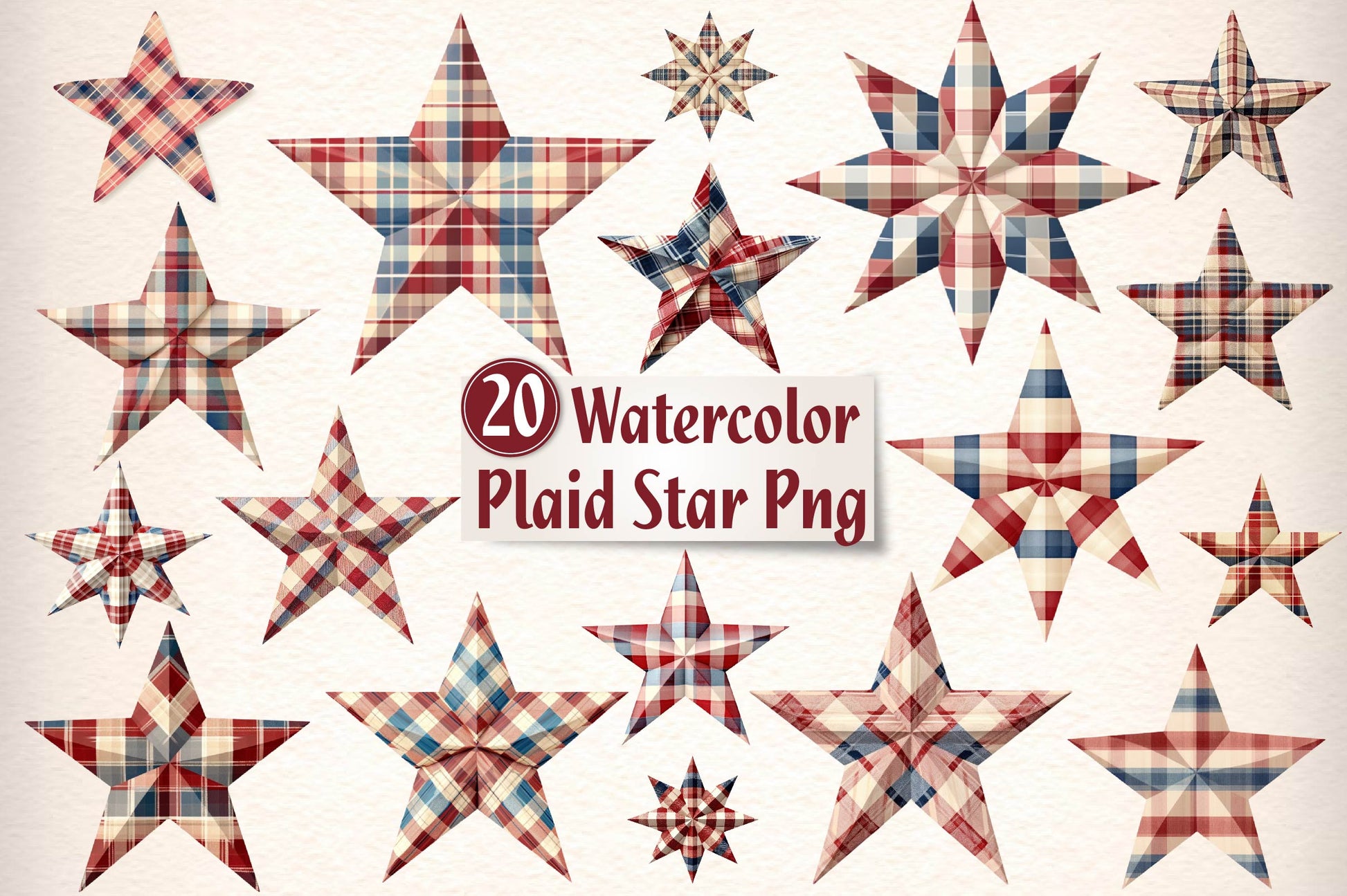 Americana Plaid Star Clipart Bundle - CraftNest - Digital Crafting and Art