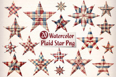 Americana Plaid Star Clipart Bundle - CraftNest - Digital Crafting and Art