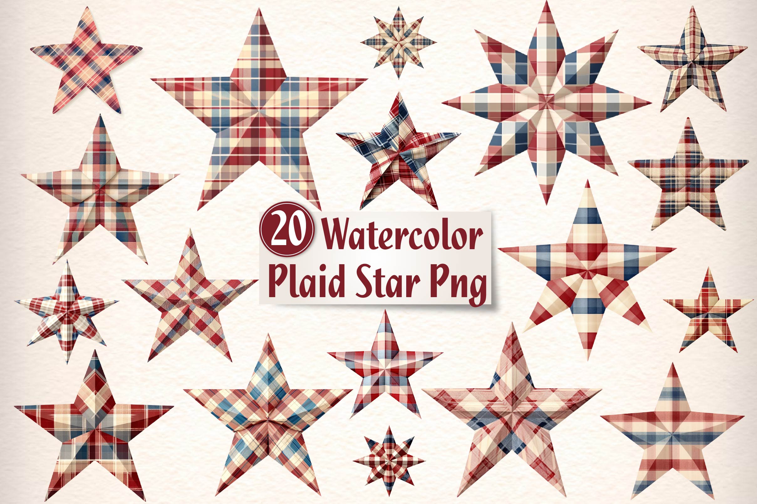 Americana Plaid Star Clipart Bundle - CraftNest - Digital Crafting and Art