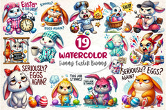 Funny Easter Bunny Clipart Bundle 3 - CraftNest - Digital Crafting and Art
