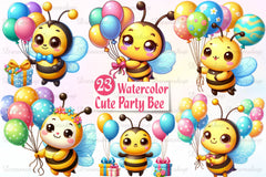 23 Cute Party Bee Clipart Bundle - CraftNest - Digital Crafting and Art