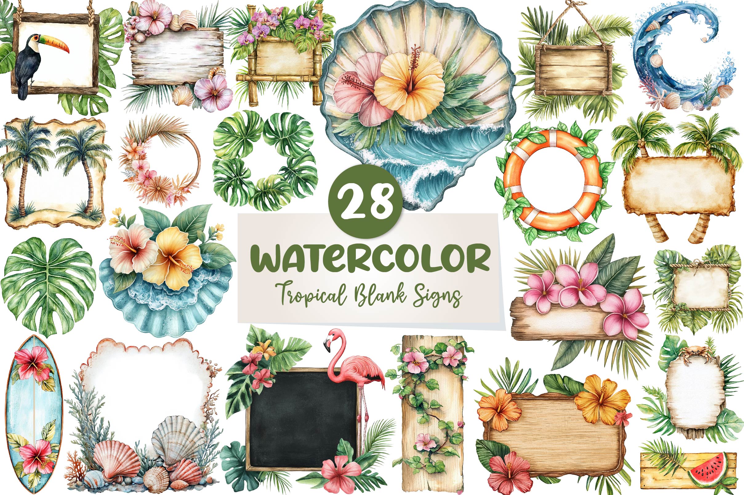 Summer Tropical Blank Signs Clipart Bundle - CraftNest - Digital Crafting and Art