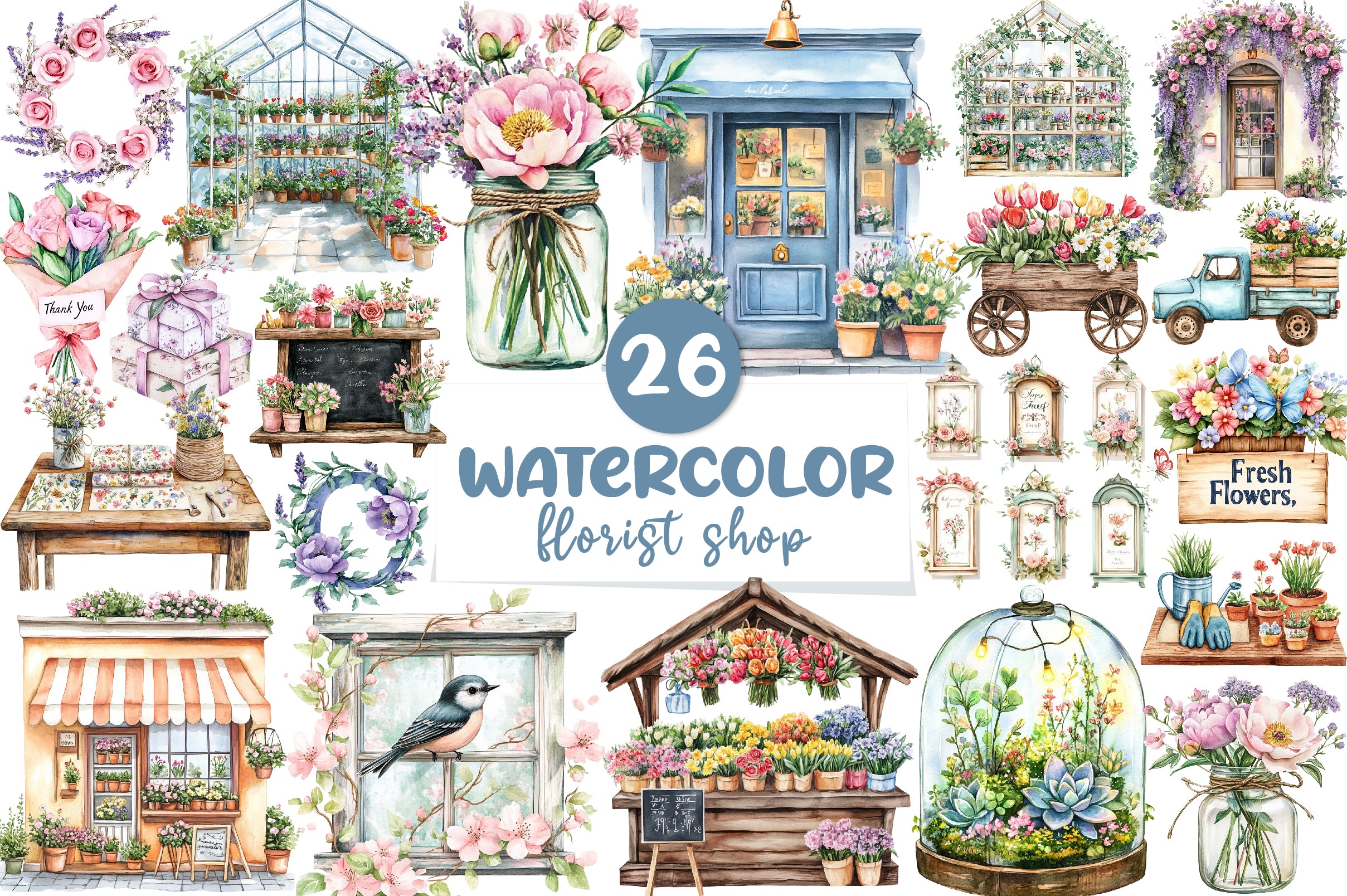 Spring Florist Shop Clipart Bundle - CraftNest - Digital Crafting and Art