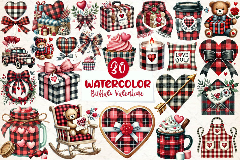Valentines Buffalo Plaid Clipart Bundle - CraftNest - Digital Crafting and Art