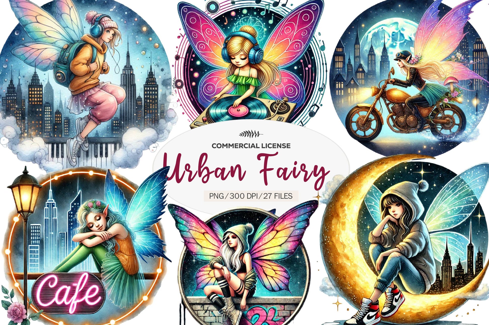 Urban Fairy Round Set Clipart Bundle - CraftNest - Digital Crafting and Art