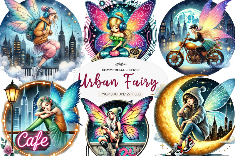 Urban Fairy Round Set Clipart Bundle - CraftNest - Digital Crafting and Art