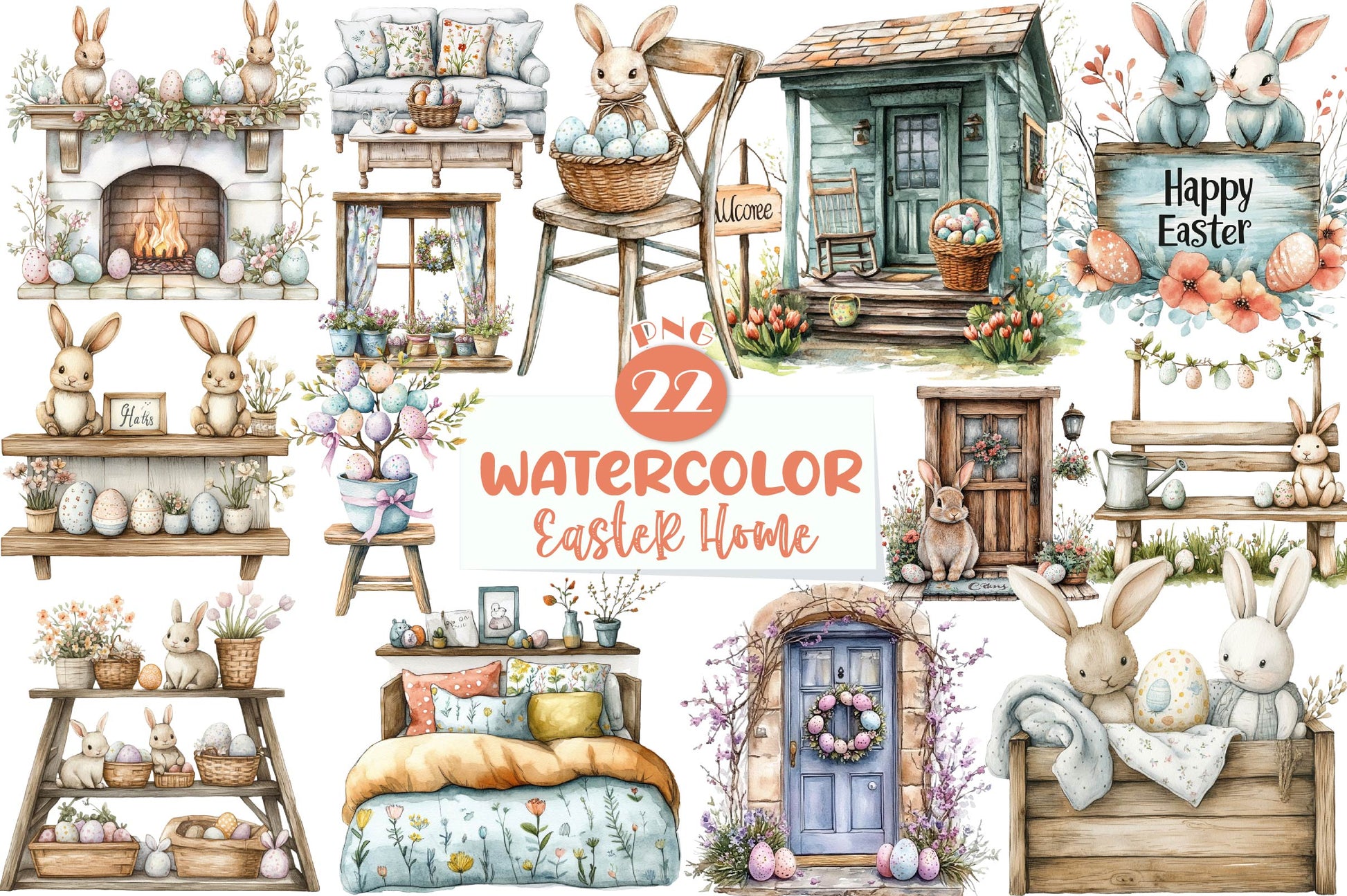 Easter Home Clipart Bundle - CraftNest - Digital Crafting and Art