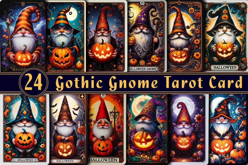 Halloween Gothic Gnome Tarot Card Clipart Bundle - CraftNest - Digital Crafting and Art