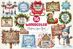 Cute Christmas Signs Clipart Bundle 2 - CraftNest - Digital Crafting and Art