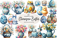 Chinoiserie Easter Clipart Bundle 2 - CraftNest - Digital Crafting and Art