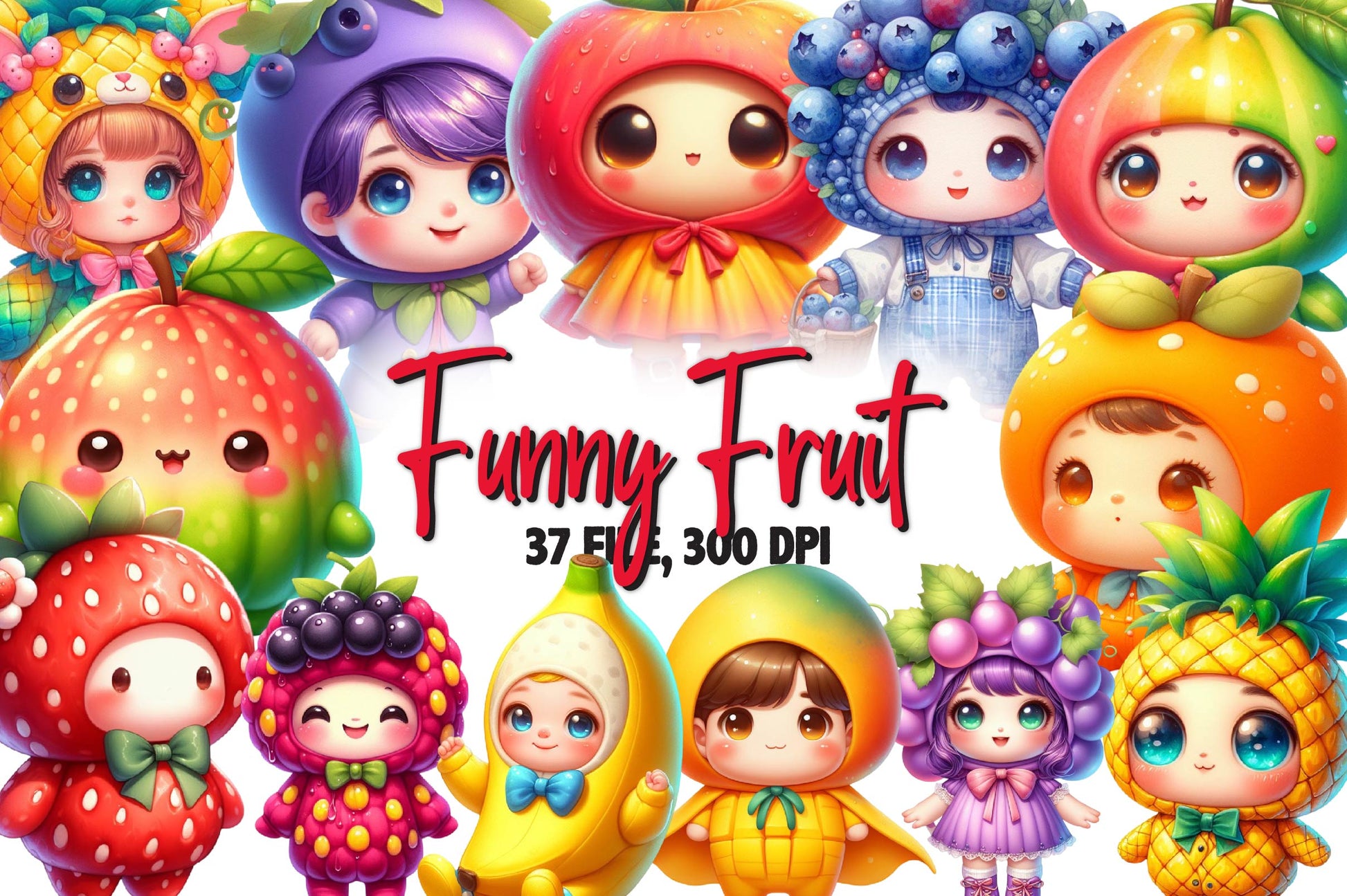 Funny Fruit Clipart Bundle 1 - CraftNest - Digital Crafting and Art