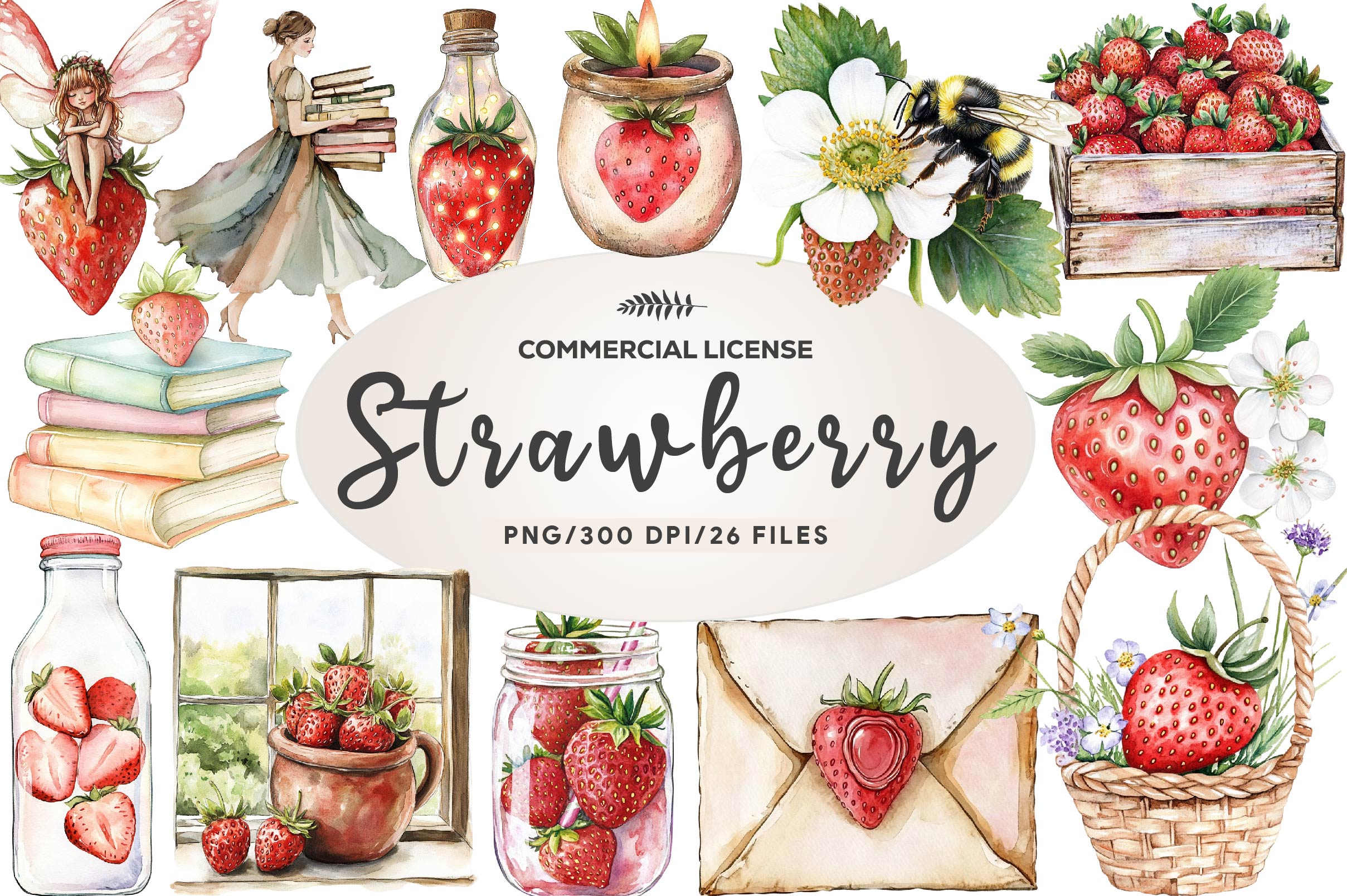 Cute Cottagecore Strawberry Clipart Bundle 1 - CraftNest - Digital Crafting and Art