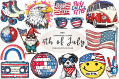 Retro 4th Of July Clipart Bundle - CraftNest - Digital Crafting and Art