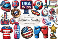 Patriotic Sports Elements Clipart Bundle - CraftNest - Digital Crafting and Art