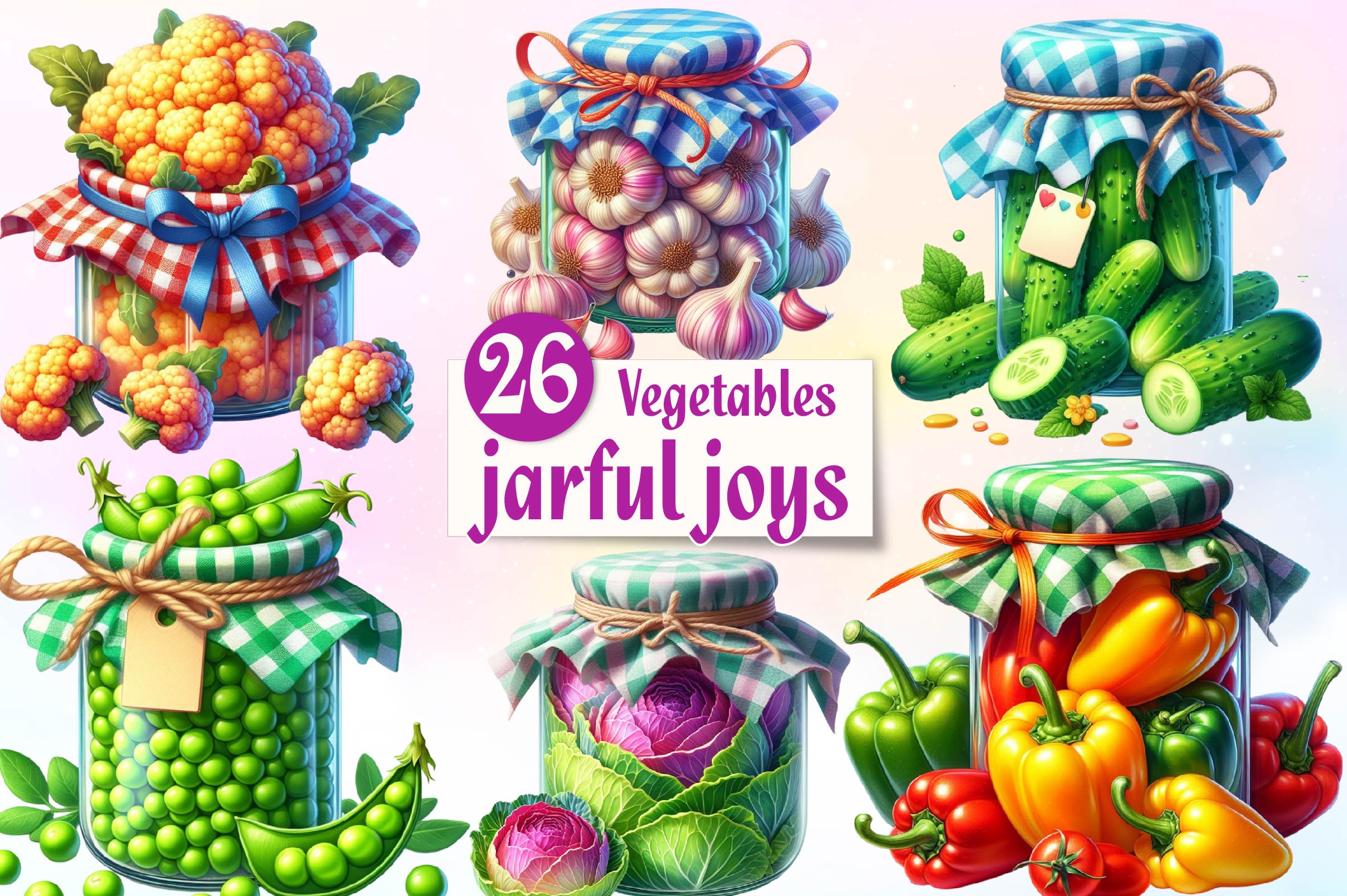 Vegetables Jarful Joys Clipart Bundle - CraftNest - Digital Crafting and Art