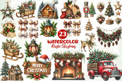 Warm Rustic Christmas Clipart Bundle - CraftNest - Digital Crafting and Art