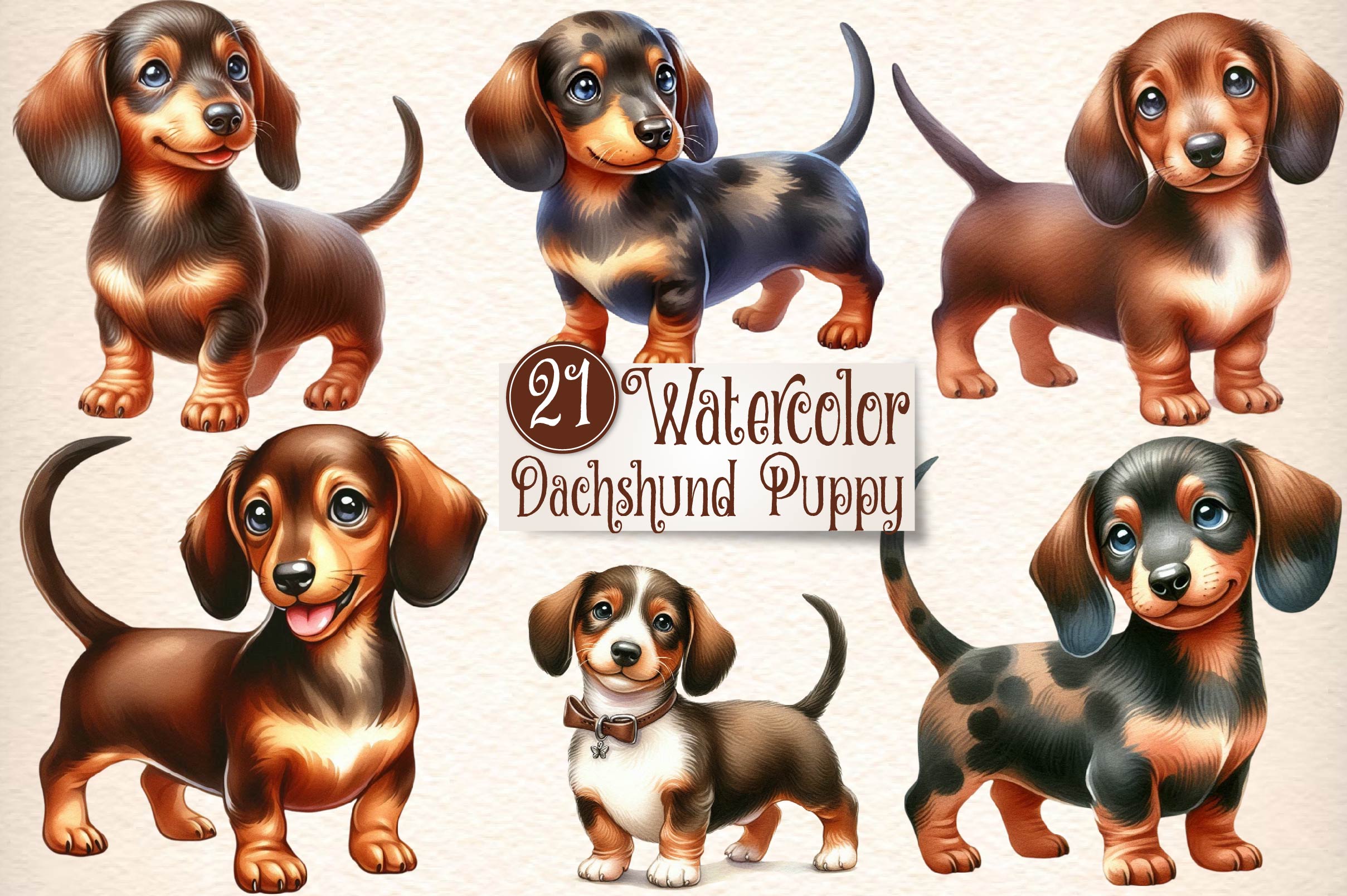 Dachshund Puppy Clipart Bundle - CraftNest - Digital Crafting and Art