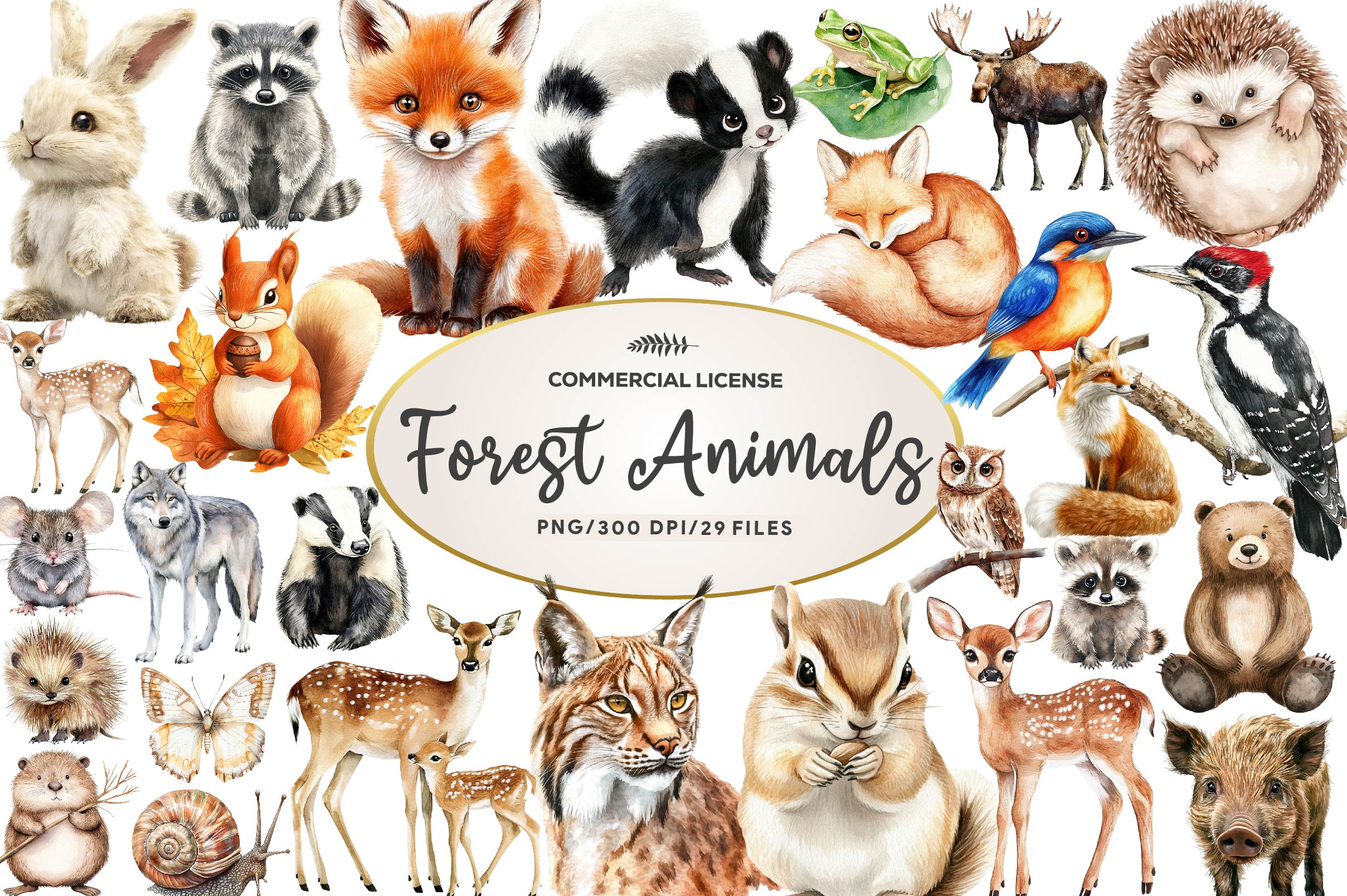 Woodland Forest Animals Clipart Bundle 2 - CraftNest - Digital Crafting and Art