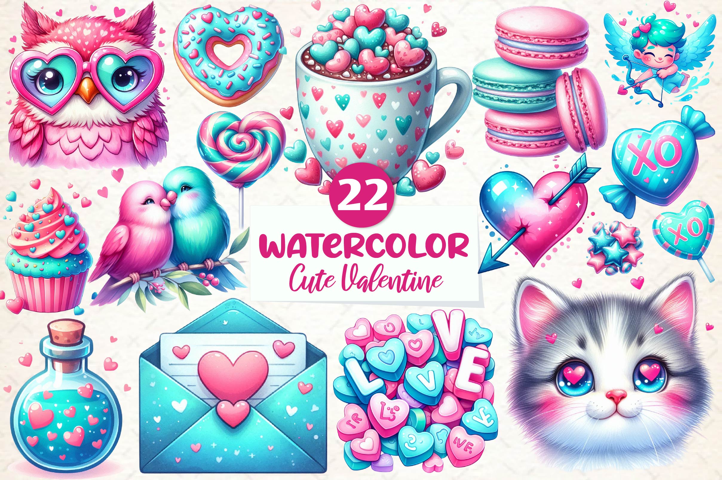 Cute Valentine Clipart Bundle - CraftNest - Digital Crafting and Art