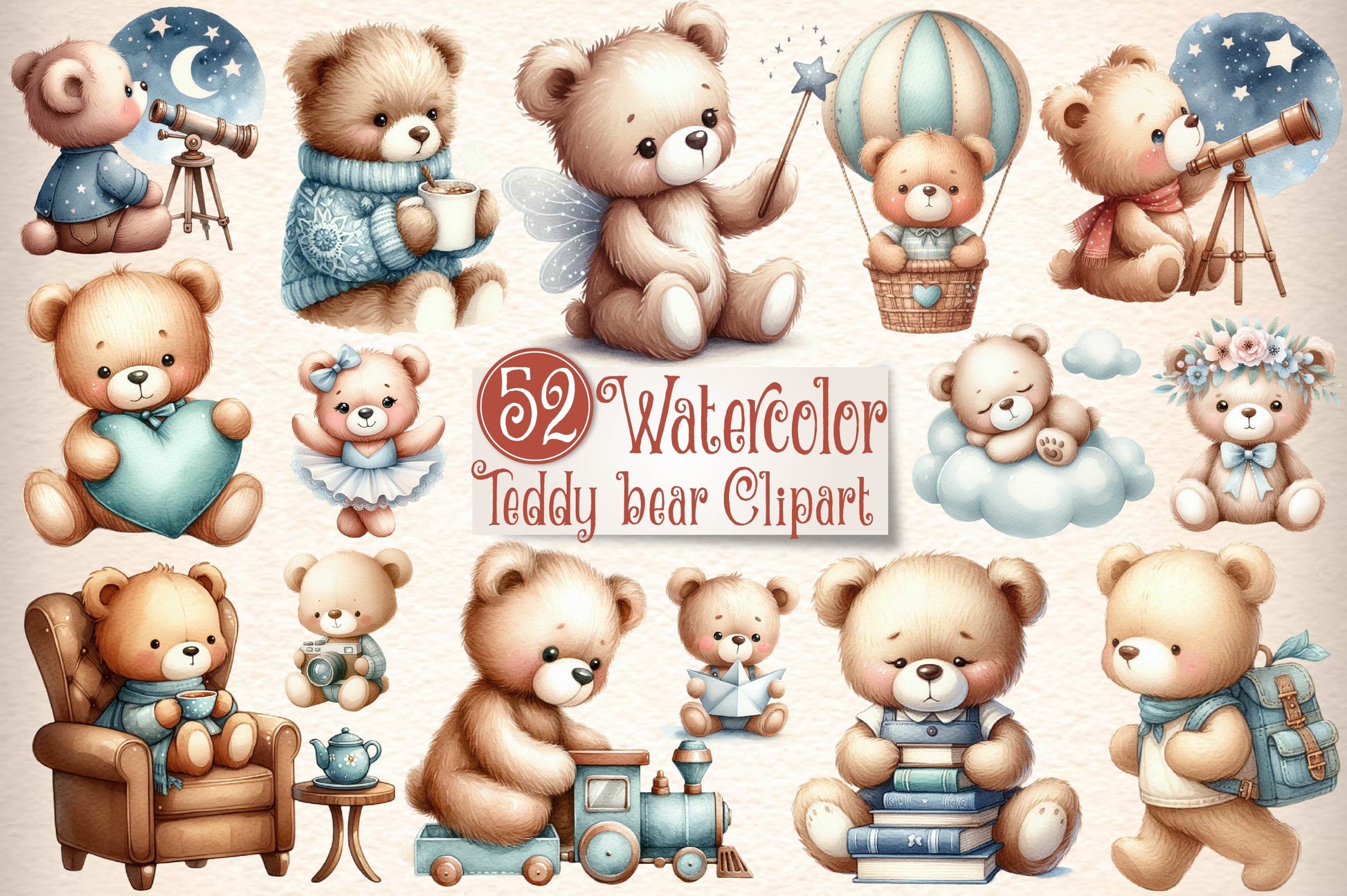 Teddy Bear Clipart Bundle 2 - CraftNest - Digital Crafting and Art