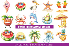 Funny Hello Summer Clipart Bundle - CraftNest - Digital Crafting and Art