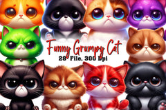 Funny Grumpy Cat Clipart Bundle - CraftNest - Digital Crafting and Art