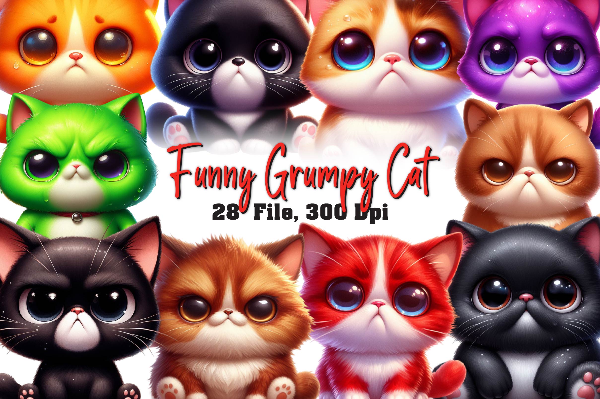 Funny Grumpy Cat Clipart Bundle - CraftNest - Digital Crafting and Art