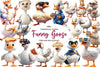 Blocky Style Funny Goose Clipart Bundle