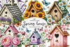 Spring Bird House Clipart Bundle