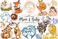 Mom & Baby Illustrations Clipart Bundle - CraftNest - Digital Crafting and Art
