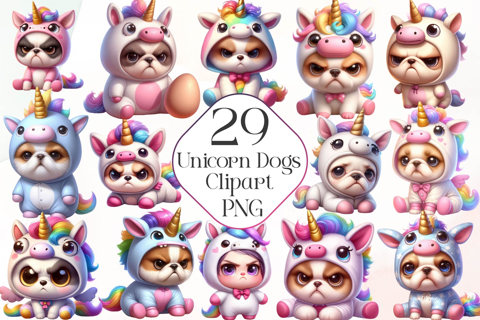 Unicorn Costume For Dogs Clipart Bundle - CraftNest - Digital Crafting and Art