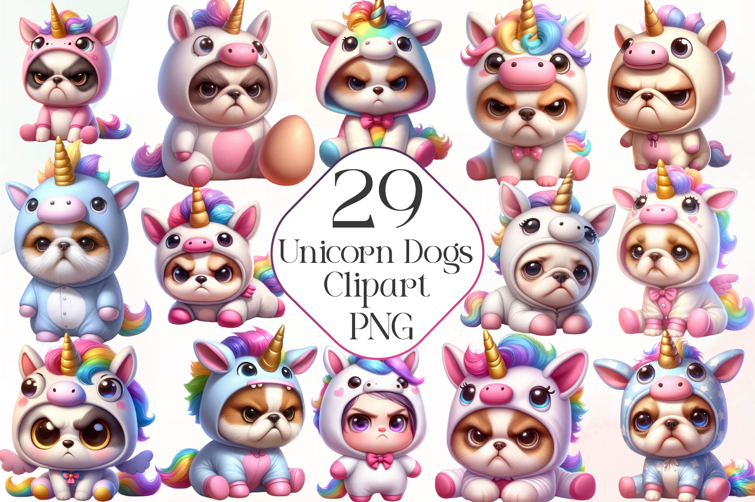 Unicorn Costume For Dogs Clipart Bundle - CraftNest - Digital Crafting and Art