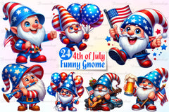 4th Of July Funny Gnome Clipart Bundle - CraftNest - Digital Crafting and Art