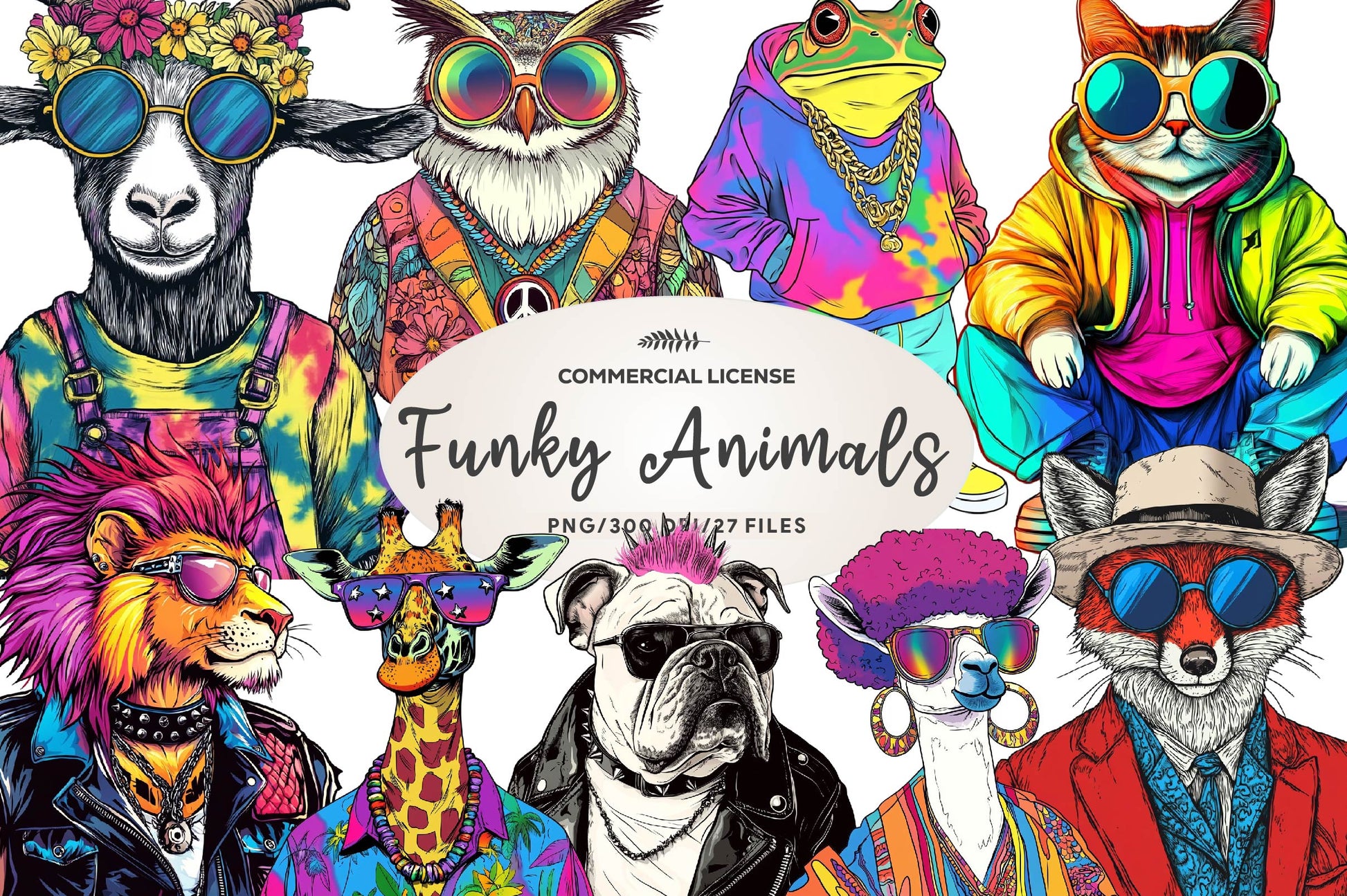 Funky Dressed Up Animals Clipart Bundle - CraftNest - Digital Crafting and Art