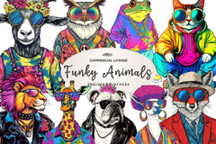 Funky Dressed Up Animals Clipart Bundle - CraftNest - Digital Crafting and Art