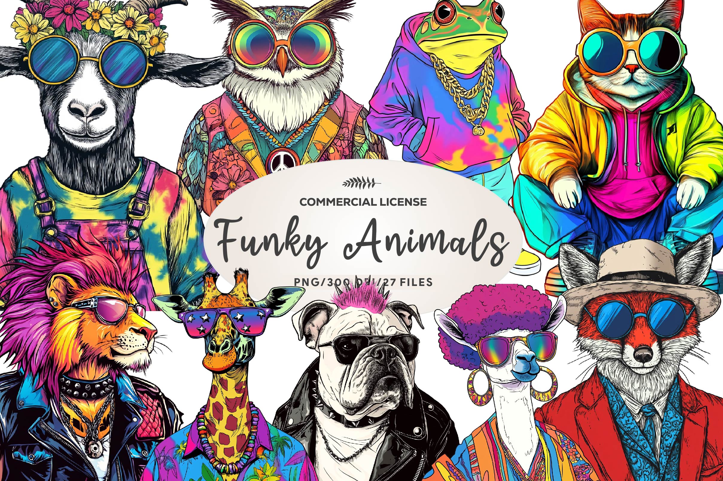 Funky Dressed Up Animals Clipart Bundle - CraftNest - Digital Crafting and Art