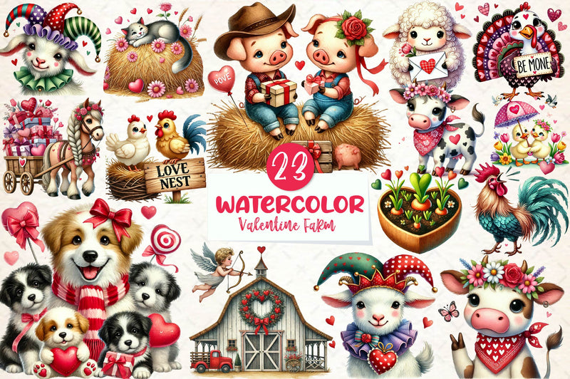 Valentine Farm Clipart Bundle - CraftNest - Digital Crafting and Art