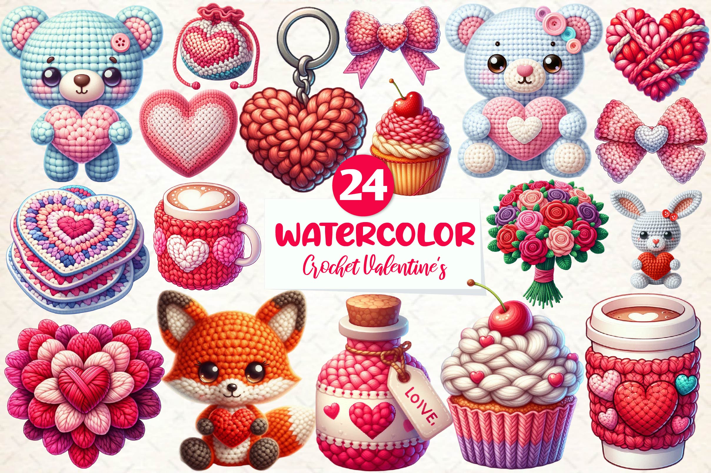 Crochet Valentine's Day Clipart Bundle - CraftNest - Digital Crafting and Art