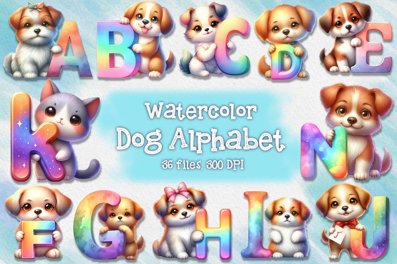 Dog Alphabet Clipart Bundle - CraftNest - Digital Crafting and Art