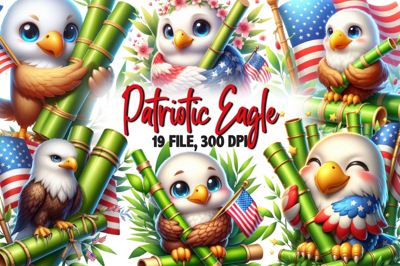 Cute Patriotic Eagle Clipart Bundle - CraftNest - Digital Crafting and Art