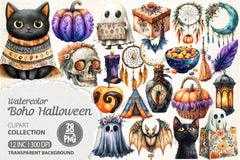 Boho Halloween Trick Or Treat Clipart Bundle 2 - CraftNest - Digital Crafting and Art