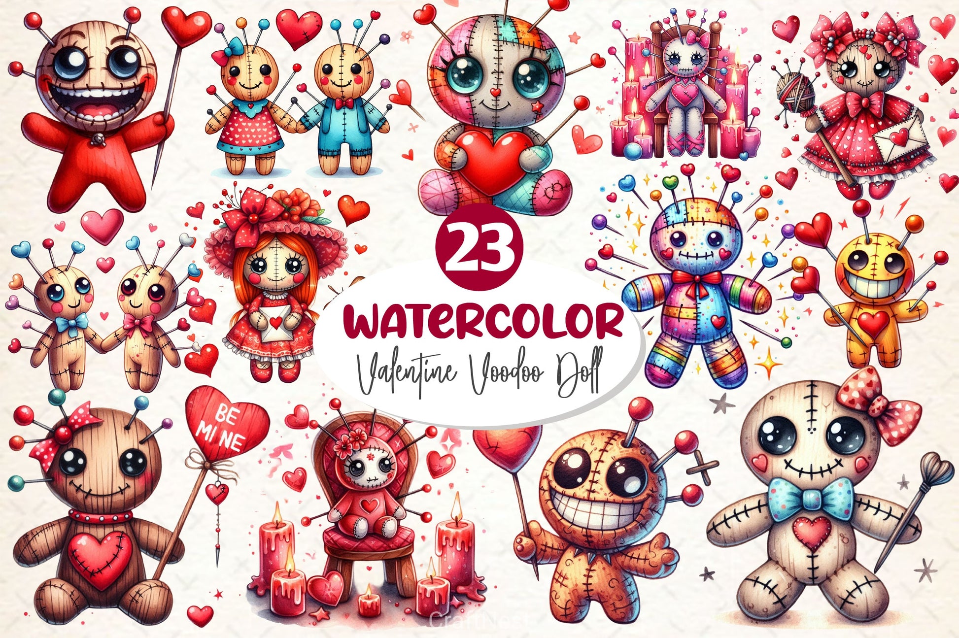 Valentine's Day Voodoo Doll Clipart Bundle 2 - CraftNest - Digital Crafting and Art