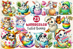 Easter Bunny On Cracked Egg Clipart Bundle - CraftNest - Digital Crafting and Art