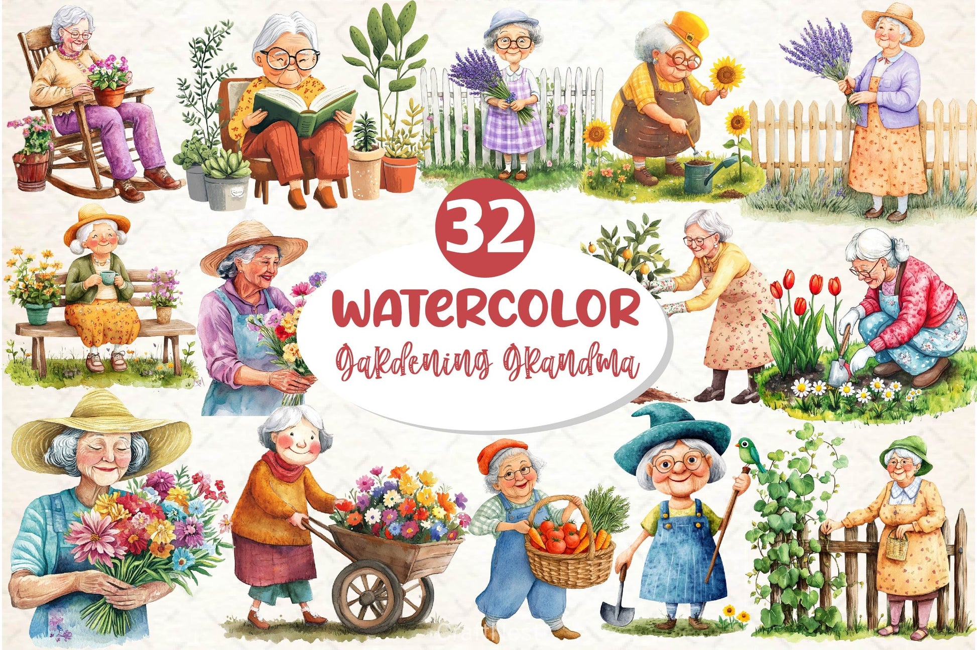 Gardening Grandma Clipart Bundle 3 - CraftNest - Digital Crafting and Art