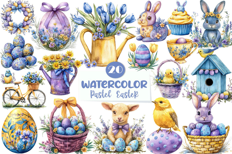 Purple Pastel Easter Clipart Bundle - CraftNest - Digital Crafting and Art